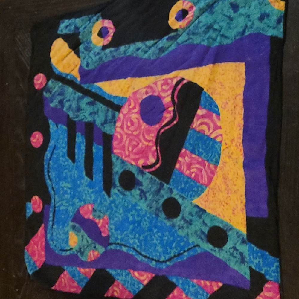Very 80s geometric print scarf